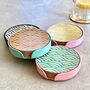 Six Recycled Leather Cork Backed Coasters And Holder, thumbnail 1 of 2