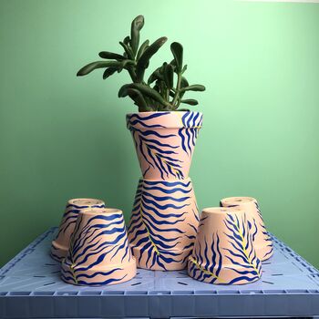 Palm Print Hand Painted Plant Pot, 6 of 7