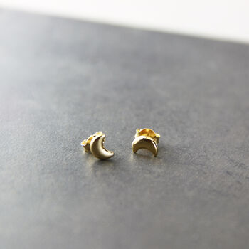 Crescent Moon Stud Earrings, 4 of 10