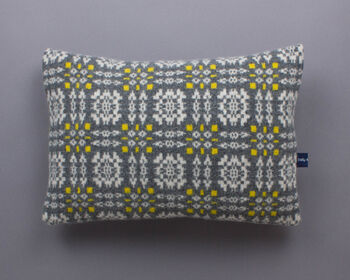 Knitted Lambswool Welsh Check Cushion, 2 of 7