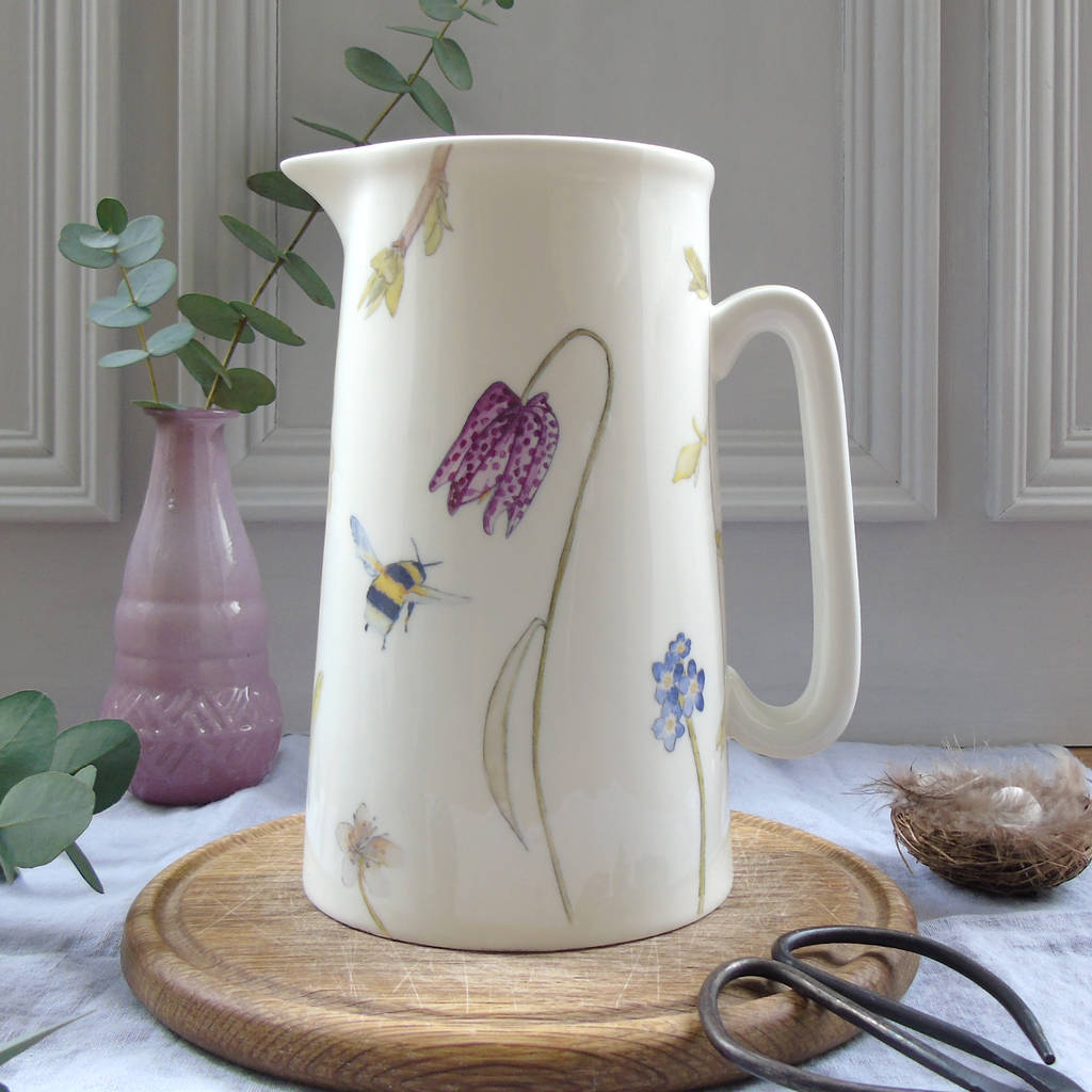 Spring Flowers And Bees Bone China Jug, 1 of 12