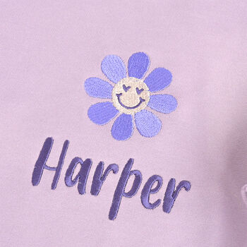Personalised Mauve Sweatshirt Romper With Flower, 4 of 6