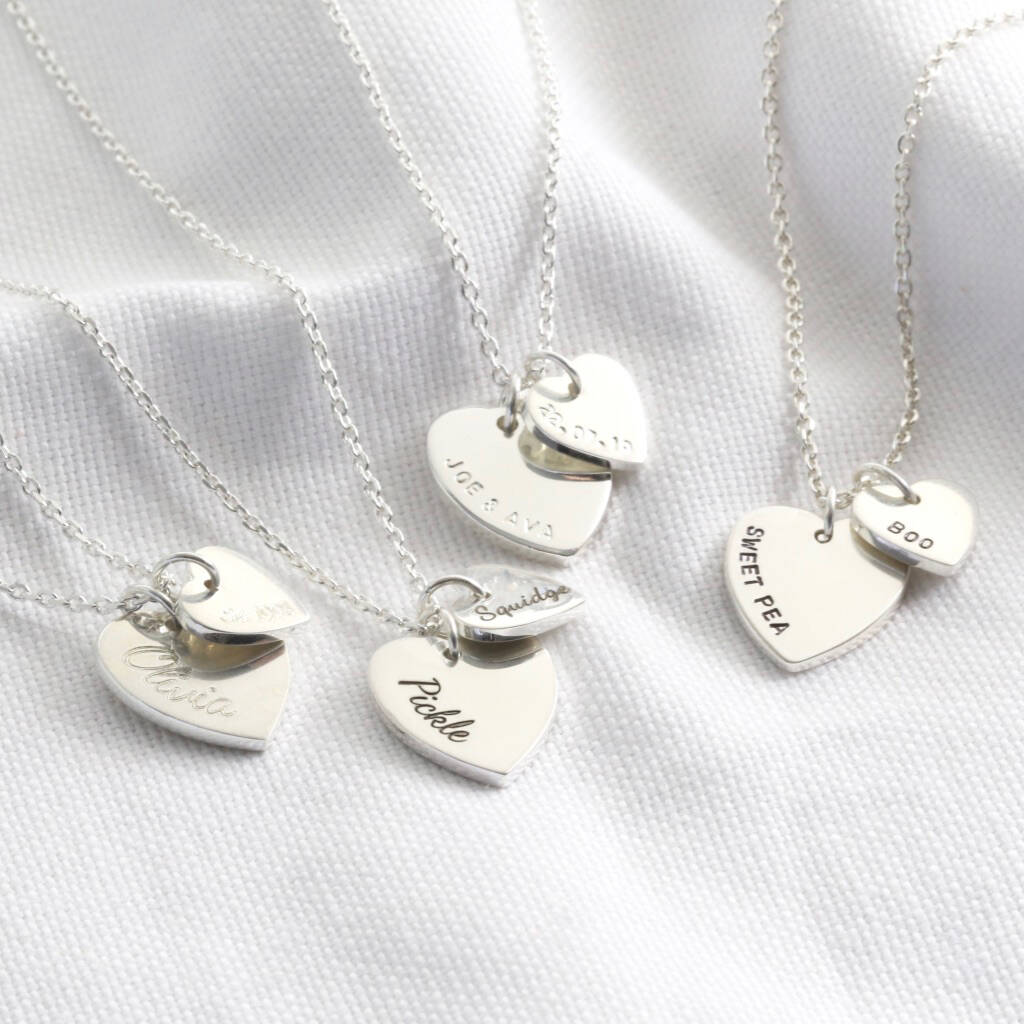 Personalised Sterling Silver Double Heart Necklace By Lisa Angel ...