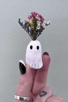Mini Ghost Vase With Dried Flowers Mothers Day Gift, 2 of 7