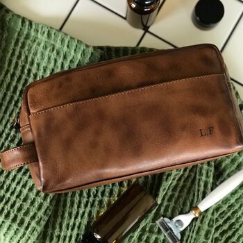 Personalised Leather Wash Bag, 6 of 11
