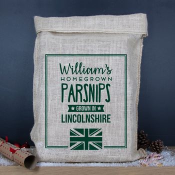 Personalised Vegetable Hessian Sack Grown In Britain, 3 of 4