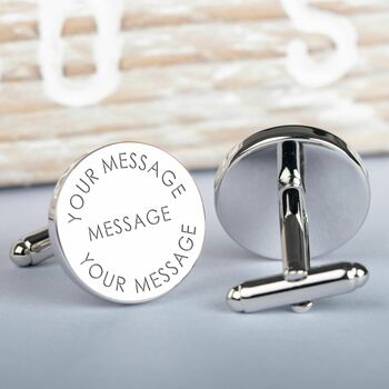 Personalised Any Message Silver Cufflinks, 2 of 4