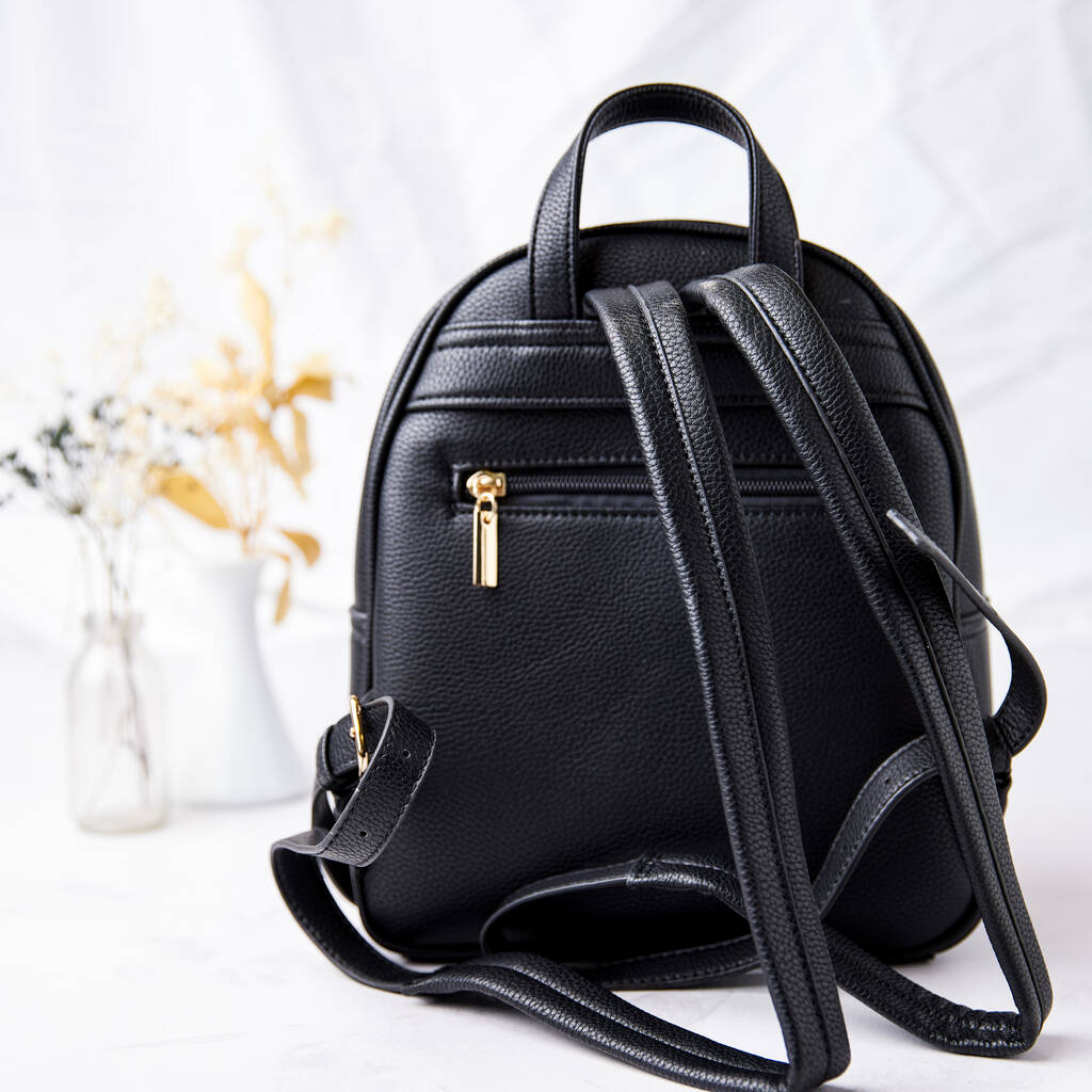 Personalized Mini Backpack In Black By PoppyK