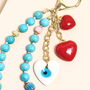 Beaded Turquoise Keyring And Bag Charm, thumbnail 3 of 3