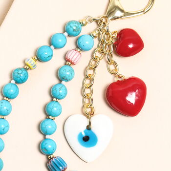 Beaded Turquoise Keyring And Bag Charm, 3 of 3