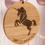 Personalised Wooden Unicorn Baby's First Christmas, thumbnail 2 of 3