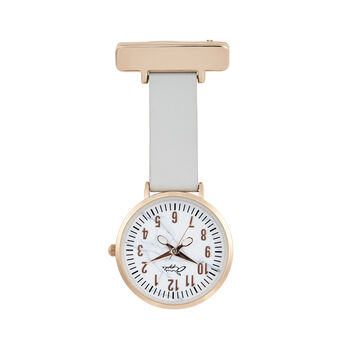 Rose Gold And Grey Leather Nurse Fob Watch, 3 of 6