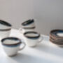 Navy Set Of Six Handmade Porcelain Tea Cup With Saucer, thumbnail 10 of 11
