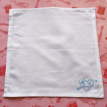 Personalised Love Heart Hand Embroidered Handkerchief, 9 of 11