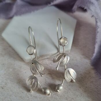 Mistletoe Drop Earrings With Moonstones, 3 of 5