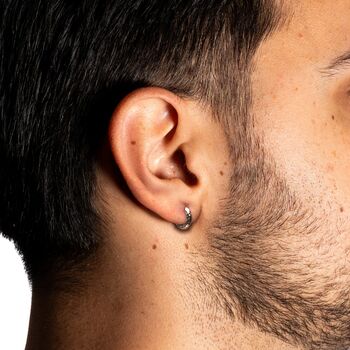 Gold Plated Micro Huggie Hammered Hoop Earring For Men, 5 of 12