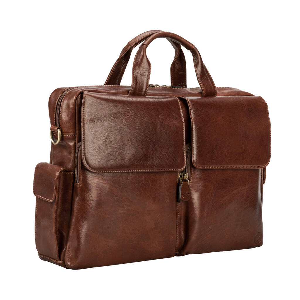 Personalised Leather Business Zipped Briefcase 'Lagaro' By Maxwell ...