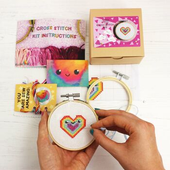 Rainbow Heart Mini Cross Stitch Kit, 7 of 7