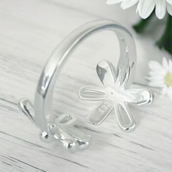 Sterling Silver Adjustable Daisy Ring, 3 of 4
