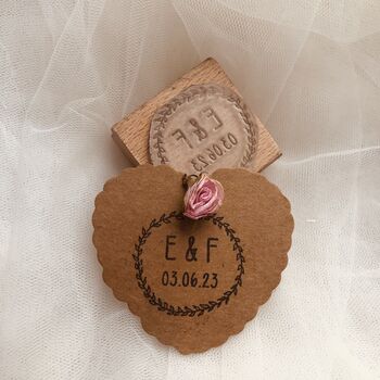 Initials And Date Wreath Rubber Stamp, 2 of 5