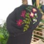 Black Cotton Cap With Hand Embroidered Flower, thumbnail 2 of 5