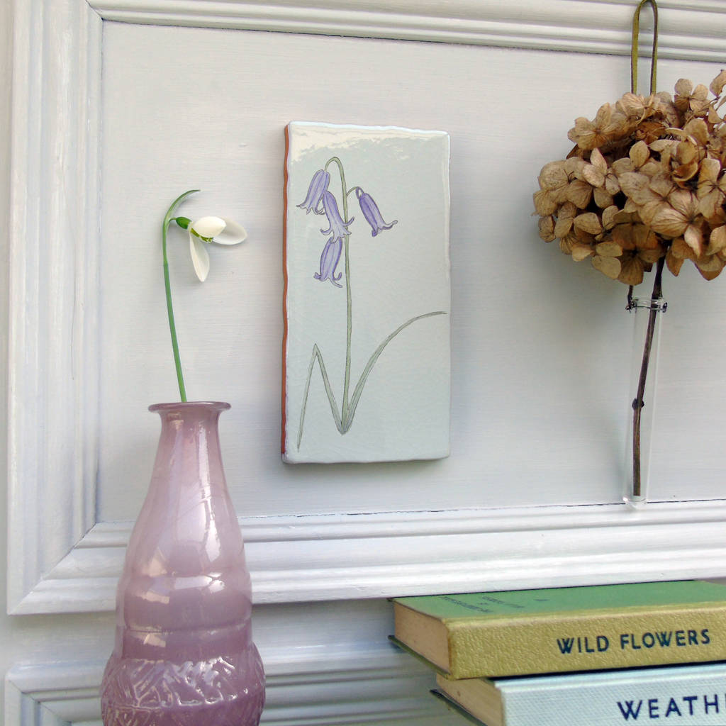 Bluebell Ceramic Tile Wall Art By littlebirdydesigns