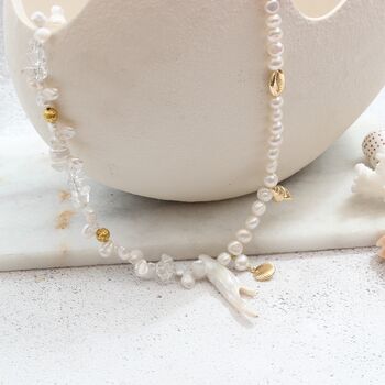 Statement Pearl Necklace With Gold Plated Seashells, 5 of 7