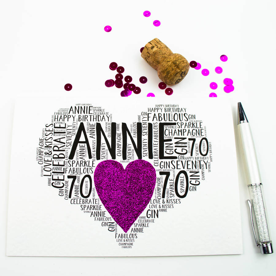 Personalised 70th Birthday Sparkle Card, 1 of 12