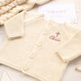 Cream Christening Baby Cardigan With Gothic Cross, thumbnail 1 of 11