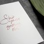 'Shit You're Getting Old' Rose Gold Foil Birthday Card, thumbnail 2 of 7