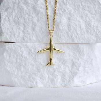 18 K Gold Airplane Necklace Plane Charm Gift, 2 of 4