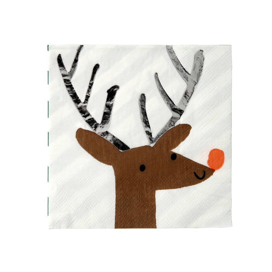 Christmas Dinner Reindeer Paper Party Napkins By Postbox Party
