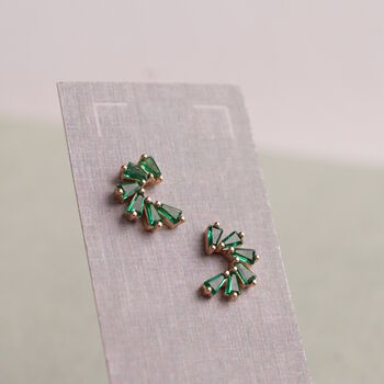 Emerald Pinwheel Stud Earrings, 4 of 6