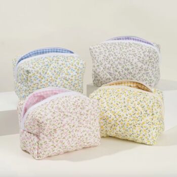 Blossom Floral Quilted Makeup Bag⎜Yellow Travel Cosmetic Pouch⎜Gift For Her, Birthday, Mother's Day Gift, 3 of 3
