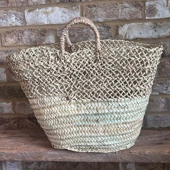 Lattice Detail Handmade Moroccan Straw Basket, 4 of 4