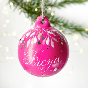 Personalised Ceramic Handwritten Name Bauble, 3 of 8