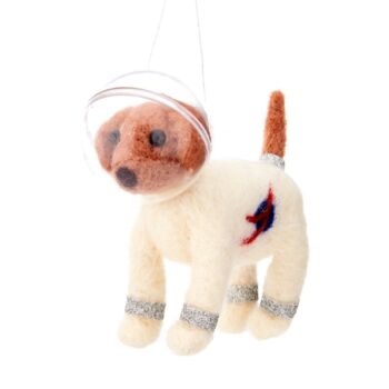 Cute Astro The Space Dog Felt Decoration, 2 of 2
