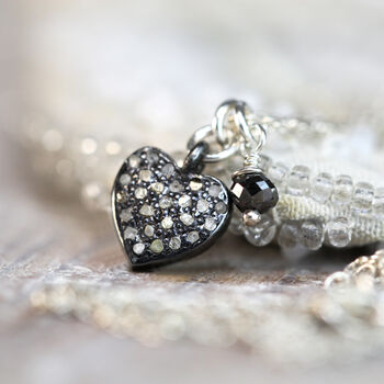 Black Diamond Tiny Heart Necklace, 3 of 8