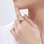 Sterling Silver Toi Et Moi Pear Cut Emerald Green Cz Open Ring, thumbnail 5 of 11