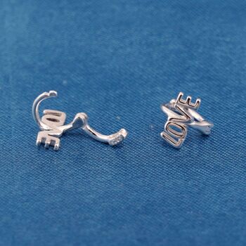 Silver Love Script Hoop Earrings, Valentines Earrings, 4 of 7