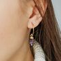 Gold And Purple Natural Spike Earrings, thumbnail 1 of 5