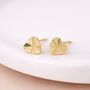 Gold Plated Sterling Silver Sunburst Heart Stud Earrings – 7mm, thumbnail 2 of 8