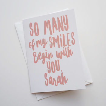 Personalised Smiles Quote Valentine's Card, 2 of 3