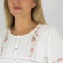 Women's White Cotton Bird And Flower Embroidered Nightdress, thumbnail 1 of 7