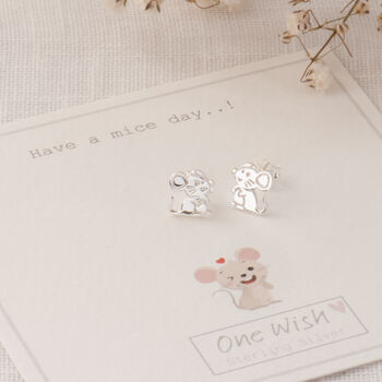 Cute Mouse Sterling Silver Stud Earrings, Animal Lover Gift, Thoughtful Gift For Her, 3 of 9