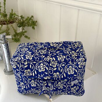 Blue Bloom Floral Print Vanity Bag, 3 of 4