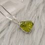 Raw Peridot Sterling Silver Pendant Necklace, thumbnail 1 of 12