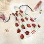 Red Strawberries Cotton Birthday Gift Pouch Bag, thumbnail 1 of 5