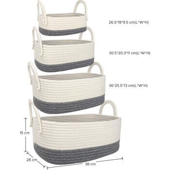 Set Of Four Woven Storage Basket Organisers, 4 of 4
