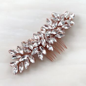 Enya Rose Gold Crystal Hair Comb, 3 of 7